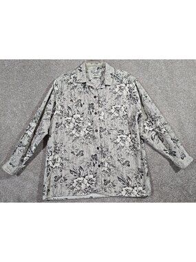 Eddie Bauer Corduroy Field Shacket Jacket Shirt Button Up Garden Floral Women M